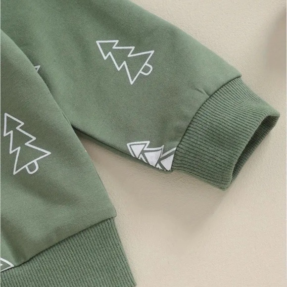 Toddler Baby Boy Christmas Tree Print Long Sleeve Crewneck Sweatshirt Tops Pants - Picture 4 of 5